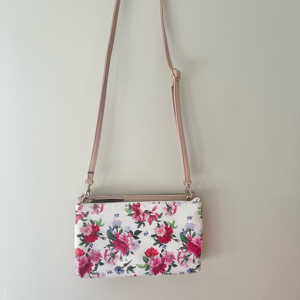 George Floral Crossbody Bag - Pink and Cream